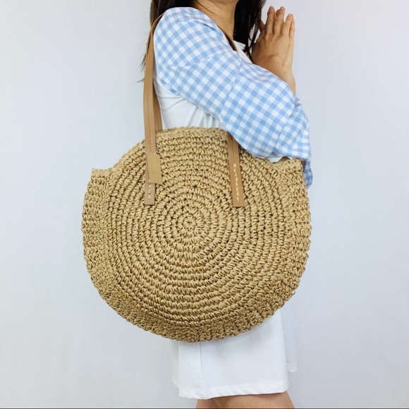 Ciel Collection Handbags - Straw Round Tote Bag